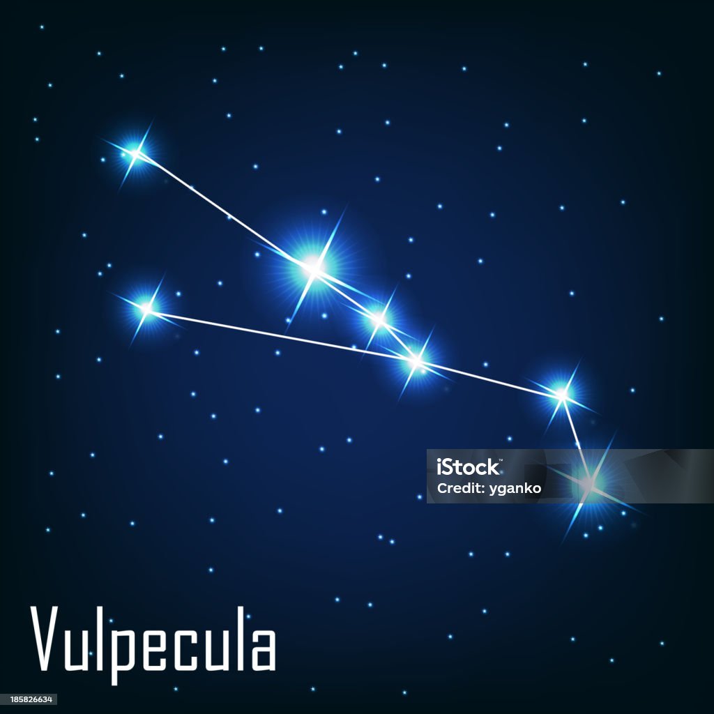 Constelación "Vulpecula" estrella en el cielo nocturno.  Vector de enfermedad - arte vectorial de Abstracto libre de derechos