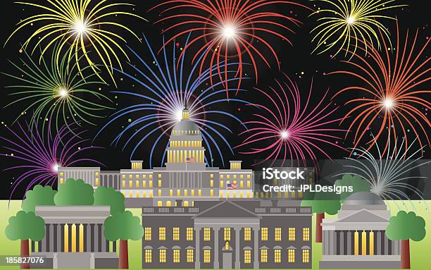 Vetores de Washington Dc Fogos De Artifício Quatro De Julho Ilustração Vetorial e mais imagens de 4 de Julho