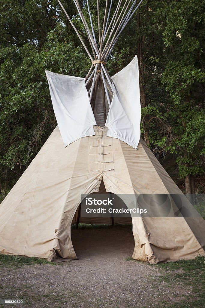 Teepee Native American TeePee at Devil's Tower National Monument, Wyoming Building Entrance Stock Photo