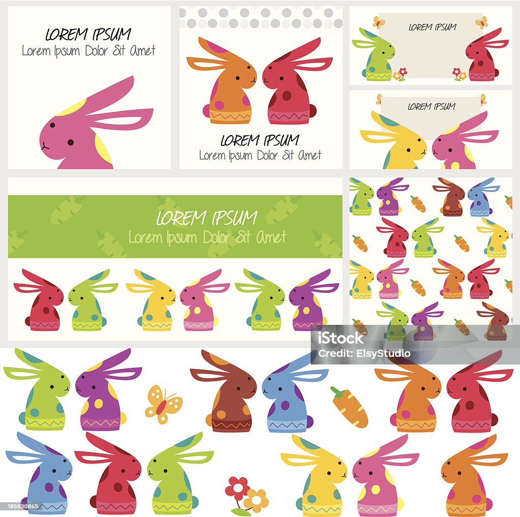 Coniglietto carino clip art e progettazione del layout - arte vettoriale royalty-free di Animale