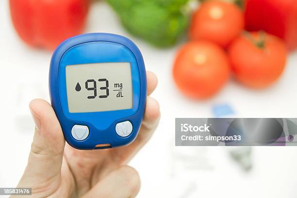Foto de Diabetes Fazendo Glucose Nível Teste e mais fotos de stock de Analisar - Analisar, Comida, Cuidado