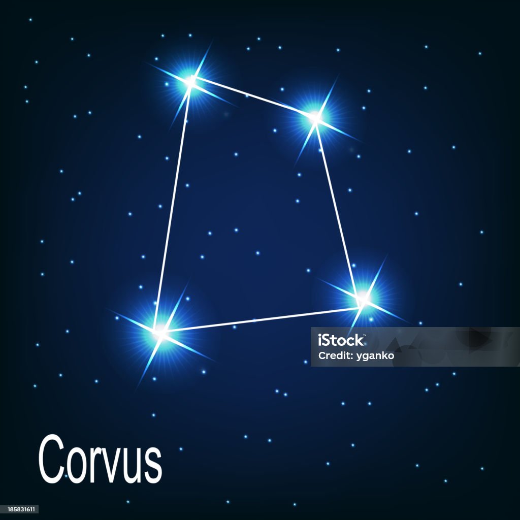 constellation «Corvus'étoiles dans la nuit.  Vecteur illustr - clipart vectoriel de Abstrait libre de droits