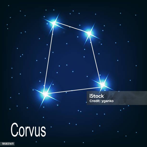 Constellation Corvusétoiles Dans La Nuit Vecteur Illustr Vecteurs libres de droits et plus d'images vectorielles de Abstrait