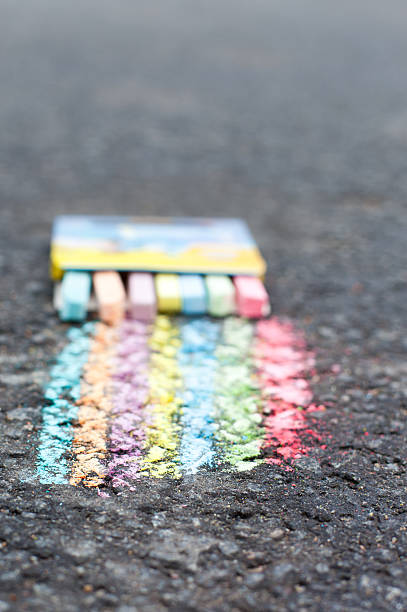 istock Set of colorful chalk  on asphalt 185834326