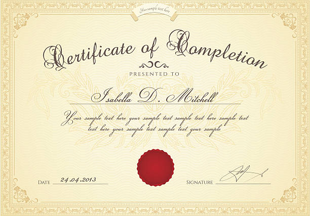 illustrations, cliparts, dessins animés et icônes de certificat d'achèvement (modèle de diplôme.  fond de récompense, floral frontière, image - certificate stock certificate diploma frame