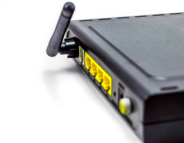 istock black DSL router back side anterna four port 185837889