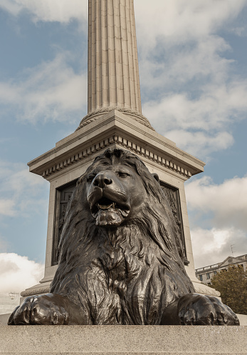 Trafalgar Square Lion Statue , London, England