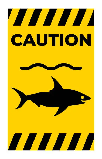 Vector illustration of Warning Keep Out â Shark Sighted