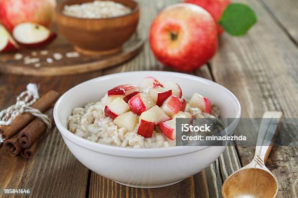 Oatmeal With Caramelized Apples Stock Photo - Download Image Now - Apple - Fruit, Bowl, Breakfast Cereal