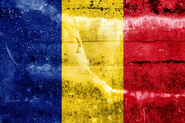 istock Romania Flag painted on grunge wall 185843832