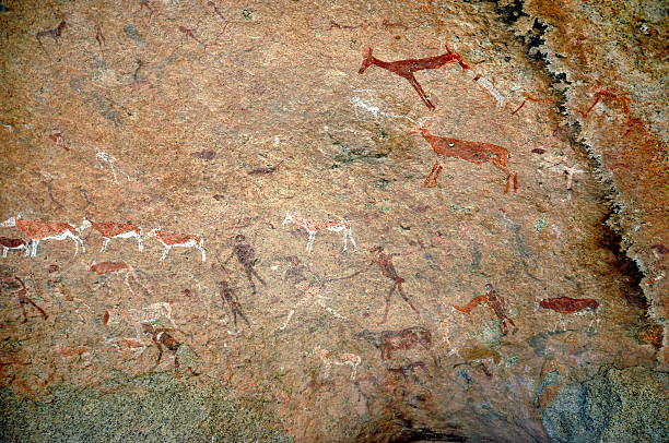 istock White lady wall paintings in Brandberg,Namibia 185846386