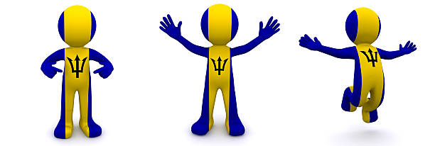 istock 3d character textured with flag of Barbados 185846432