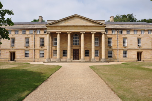 Neoclassical cover of a college in Cambridge