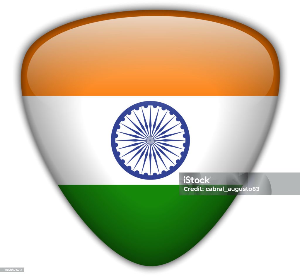 India Flag Glossy Button Vector - Indian Flag Glossy Button Badge stock vector