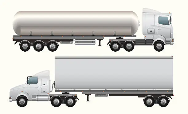 Vector illustration of Cargo and tanker truck