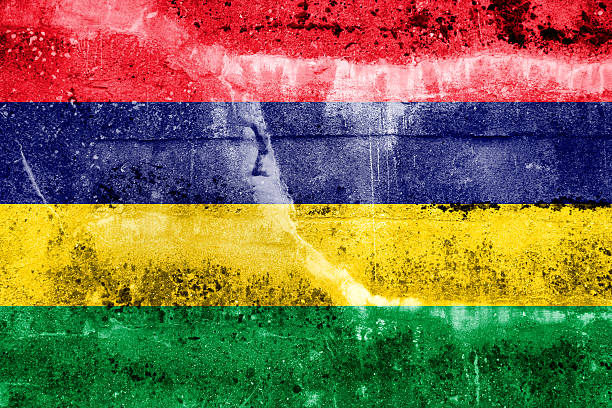 istock Mauritius Flag painted on grunge wall 185848180