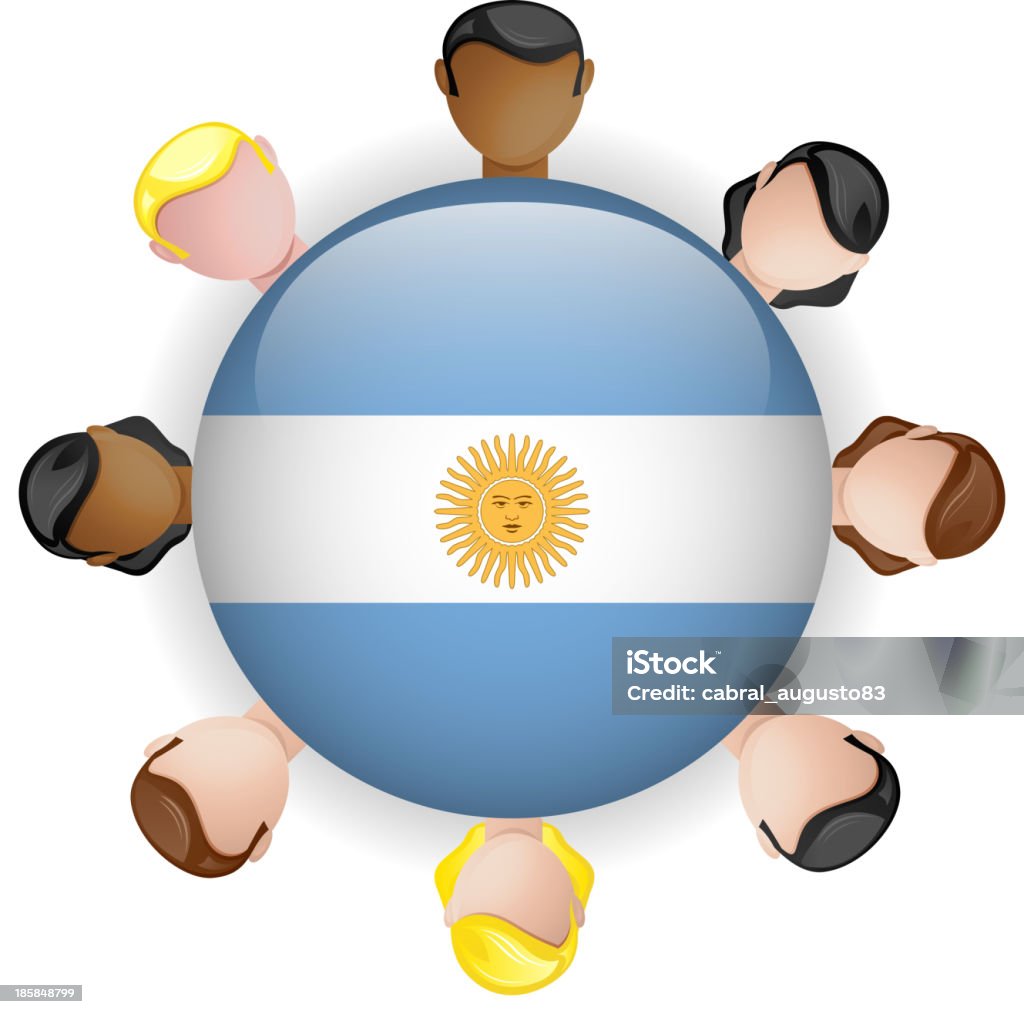 Argentinien-Flagge Button Teamarbeit Menschen Gruppe - Lizenzfrei Abzeichen Vektorgrafik