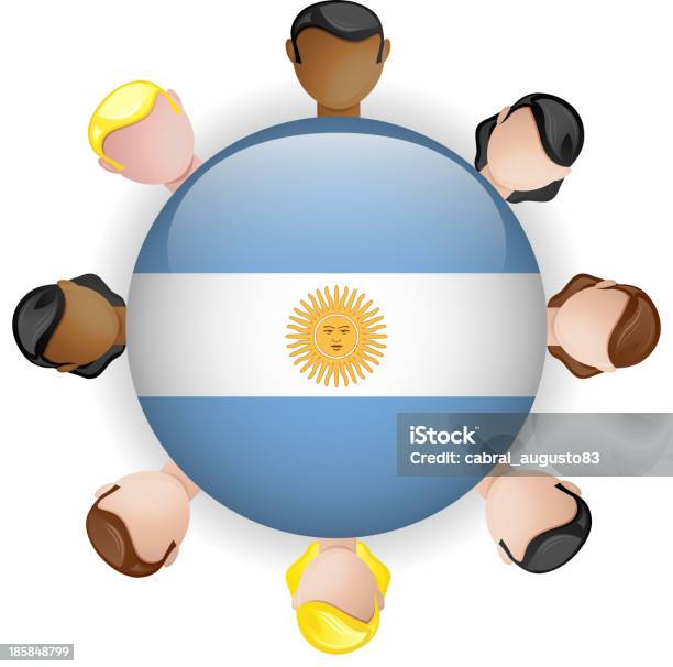 Argentinienflagge Button Teamarbeit Menschen Gruppe Stock Vektor Art und mehr Bilder von Abzeichen