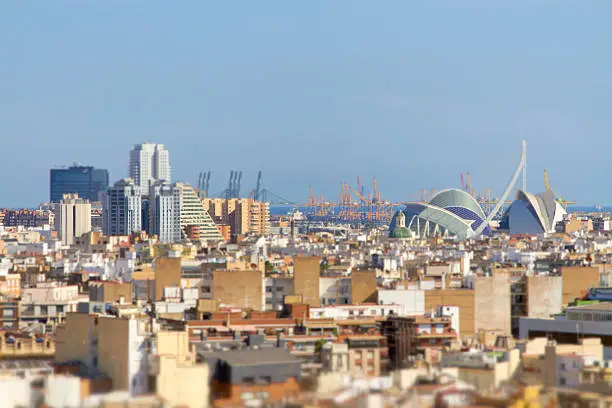 Photo of Aerial view of Valencia with tilt shift effect