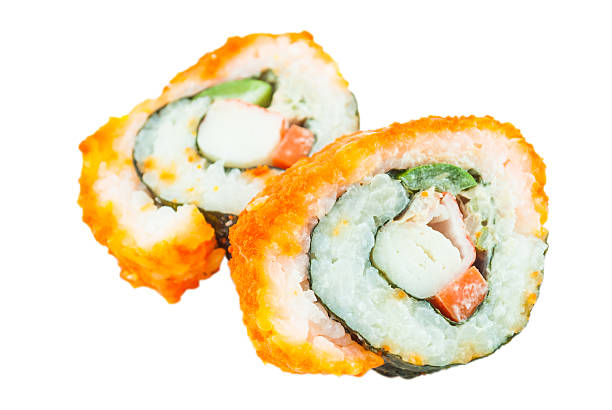 istock Sushi. California roll closeup isolated on white background 185850002