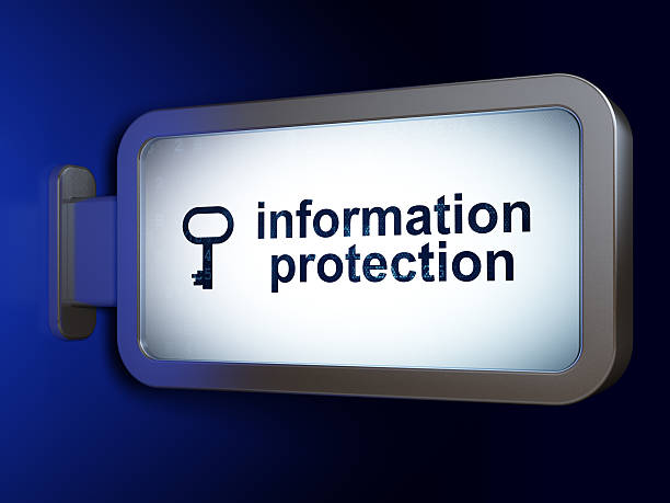istock Privacy concept: Information Protection and Key on billboard bac 185850403