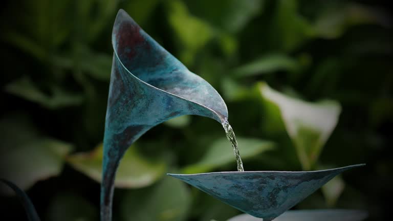 copper decorative fountain in the garden