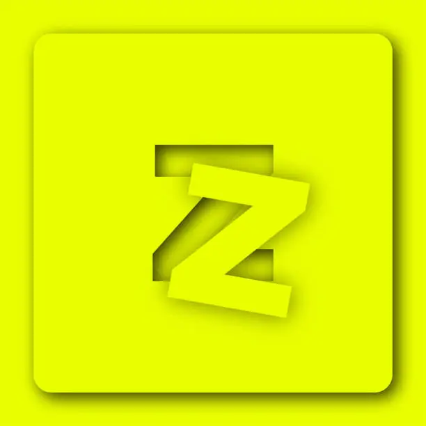 Vector illustration of Giant Capital Letter Z Letter Falling Out of 3D paper cutout in Skeuomorphic or Neumorphism Style For App Icon in Bright Color