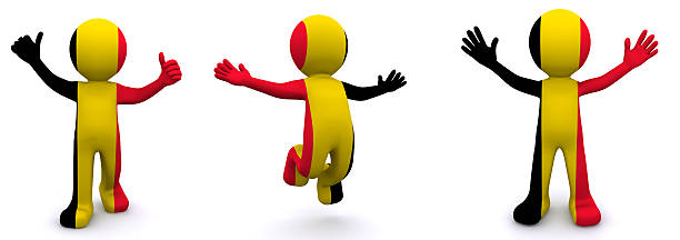 3d character textured with flag of Belgium