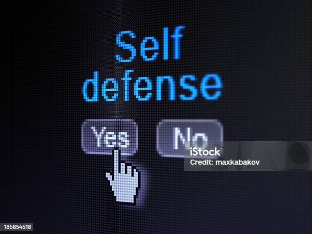 Protection Concept Self Defense On Digital Computer Screen Stock Photo - Download Image Now