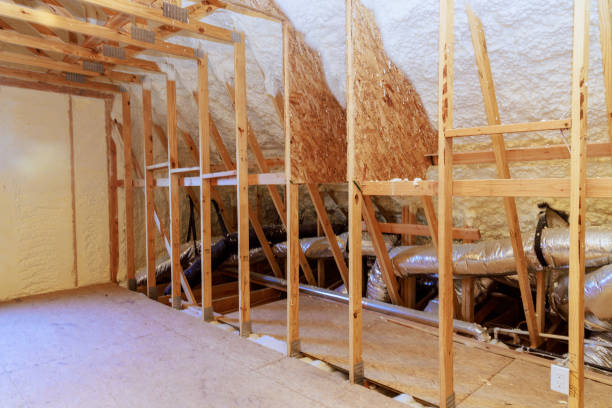 istock Spray foam thermal hydro insulation is used as a wall insulation in new home that is under construction 1858545503