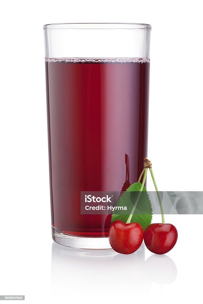 Glass of cherry juice with fruits isolated on white background Glass of cherry juice with fruits isolated on a white background Cherry Stock Photo