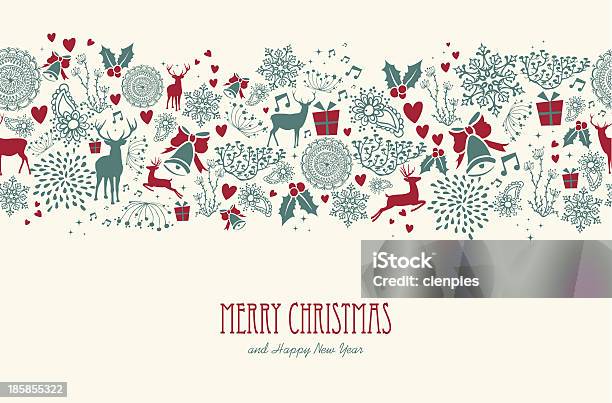 Vintage Christmas Reindeer Seamless Pattern Background Eps10 File Stock Illustration - Download Image Now