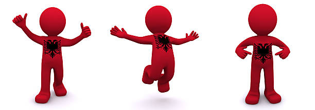 istock 3d character textured with  flag of Albania 185855400