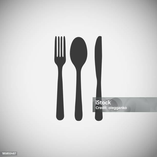 Fork Spoon And Knife Silhouettes Over A Gray Background Stock Illustration - Download Image Now