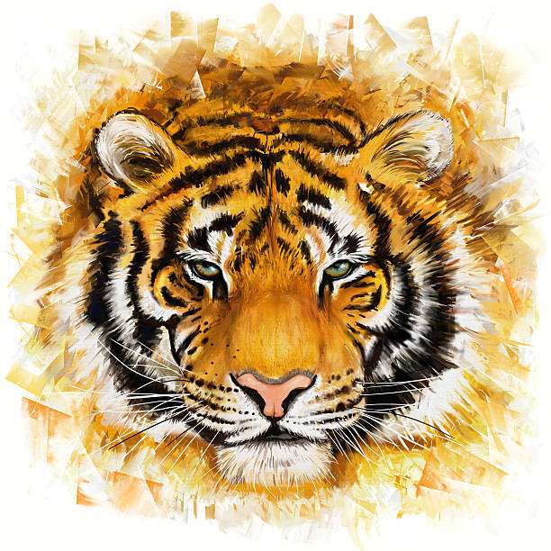 дикая tiger - palette knife painting stock illustrations