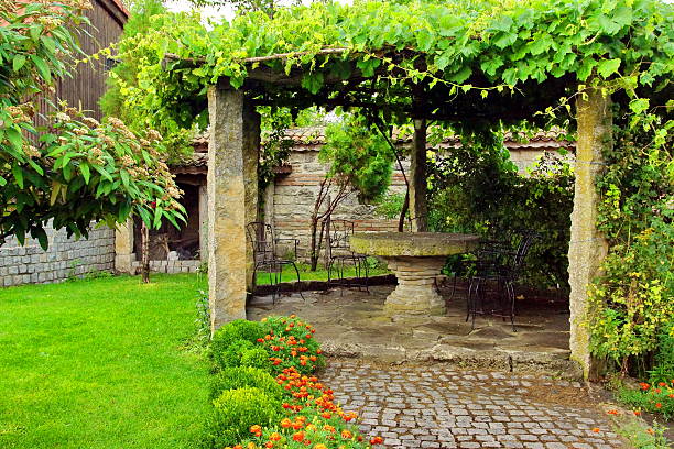 istock Gazebo and Garden Furniture. 185857166