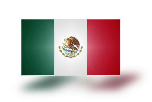 Flag with coat of arms of the Mexican United States (stylized I).