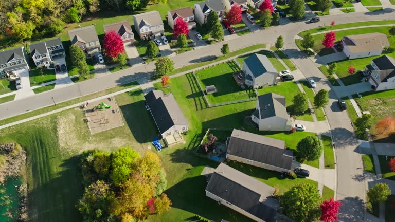 High Angle Drone Shot of Generic Suburban Homes