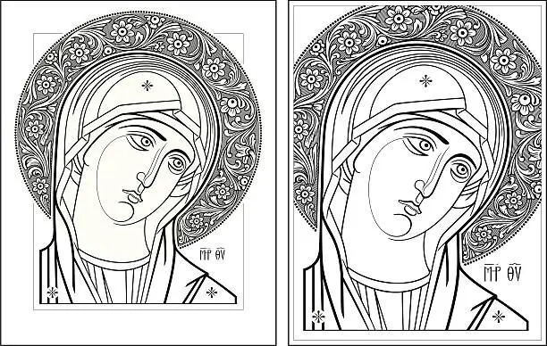 Vector illustration of Virgin Oplechnaya outline11-12 vector picture