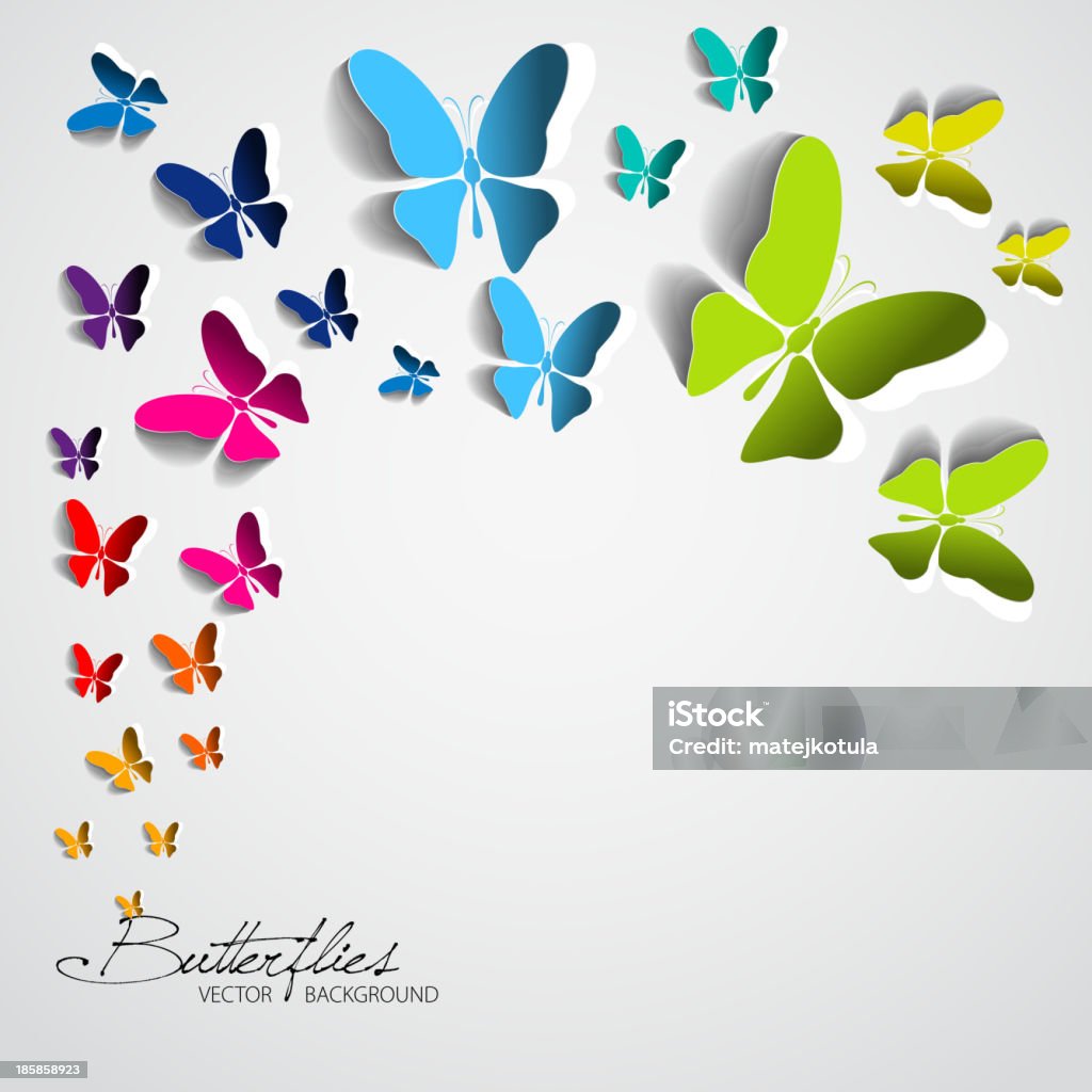 Paper Butterfly Vector Greeting Card With Paper Butterflies Vector Eps10 Stock Illustration ...