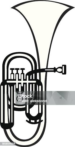 Ilustração Vetorial Tuba Alto Horn Em Fundo Branco - Arte vetorial de stock e mais imagens de Antiguidade - Antiguidade, Barulho, Boquim