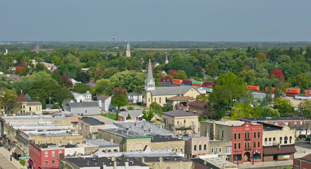 Aerial Shot of Columbus, a Small Town in Wisconsin