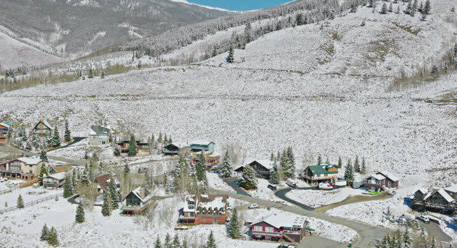 Drone View of Snowy Mountain in Dillon, Colorado