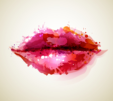 Beautiful woman lips formed by abstract blots