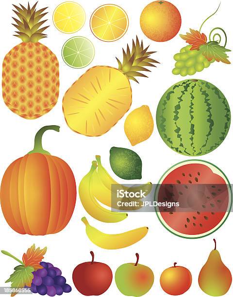 Ensemble De Fruits Vecteur Illustration Vecteurs libres de droits et plus d'images vectorielles de Agriculture - Agriculture, Aliment, Aliment en portion