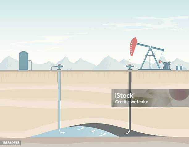 Iniezione Metodo Di Recupero Olio E - Immagini vettoriali stock e altre immagini di Petrolio - Petrolio, Bacino idrico, Illustrazione