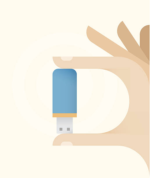 ilustrações de stock, clip art, desenhos animados e ícones de mão humana segurando a unidade flash usb - usb flash drive illustrations