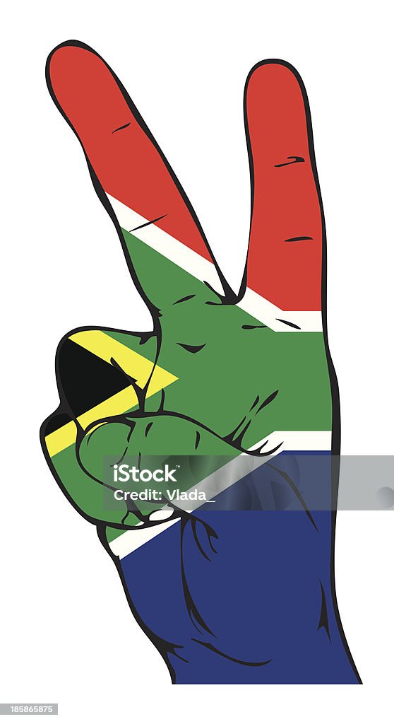 Peace サインの南アフリカ国旗 - ピースサインのロイヤリティフリーベクトルアート