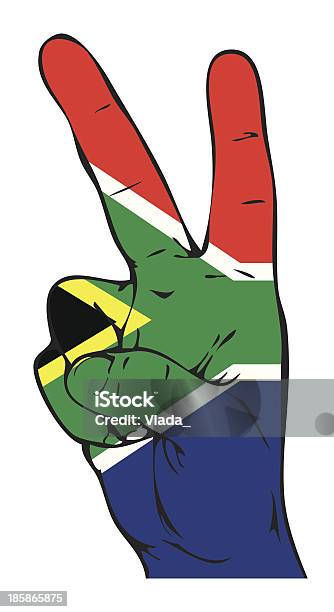 Знак Мира На Южноафриканский Флаг — стоковая векторная графика и другие изображения на тему Два пальца вверх - Два пальца вверх, Символы мира, ЮАР