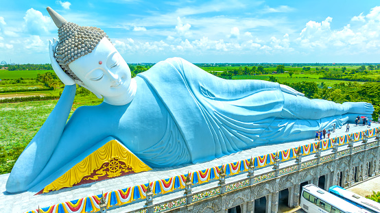 The largest reclining Buddha statue in Vietnam is located at Som Rong pagoda, Soc Trang province, khmer pogoda